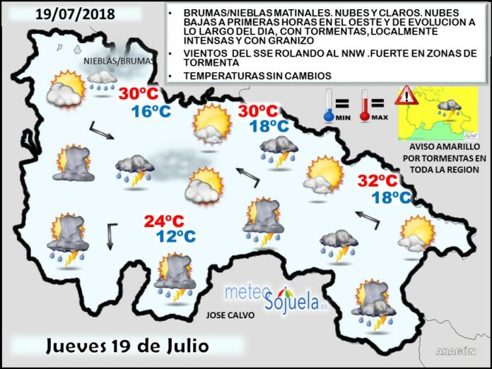 Mapa meteorologico significativo de hoy en La Rioja. Meteosojuela