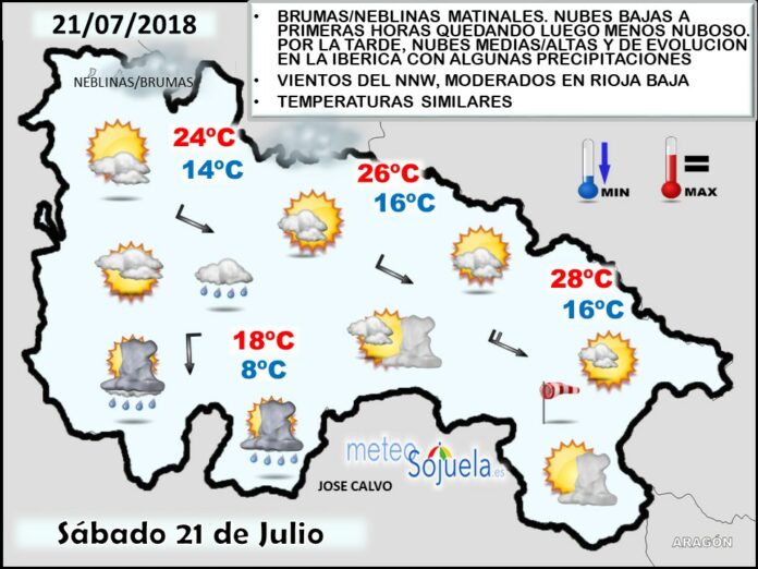 Mapa meteorologico significativo de hoy en La Rioja. Meteosojuela