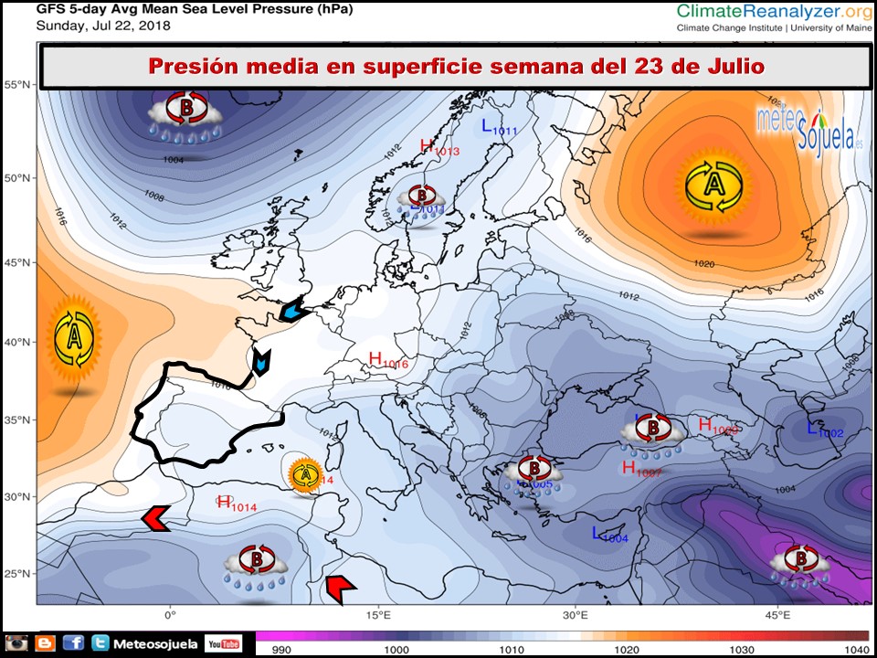 Mapa de presión media en superficie. Meteosojuela