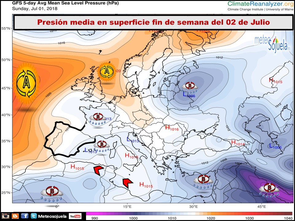 Mapa de presión media en superficie. Meteosojuela