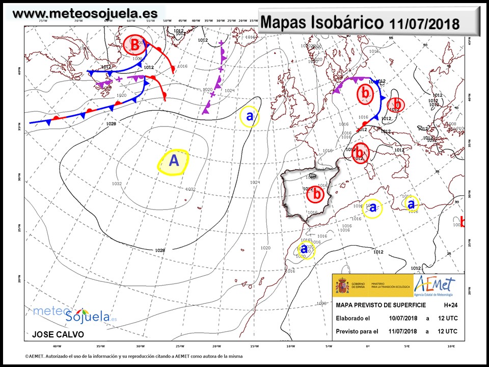 Mapa meteorologico isobárico de hoy en La Rioja. Meteosojuela