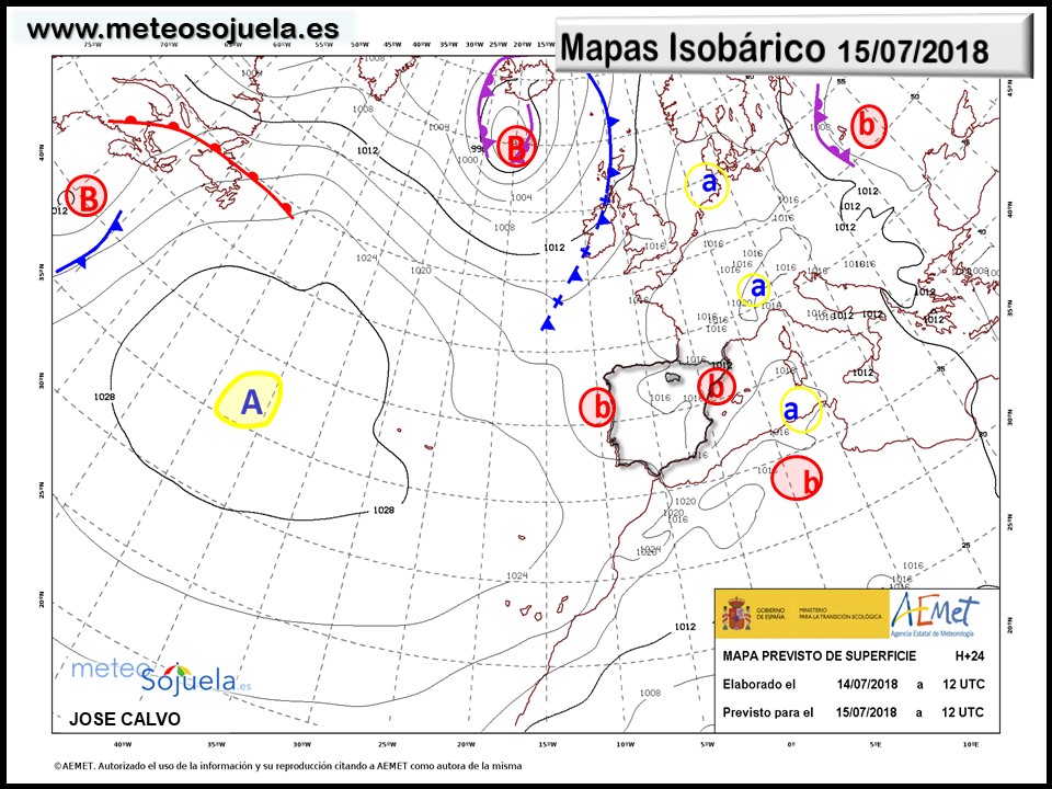 Mapa meteorologico isobárico de hoy en La Rioja. Meteosojuela