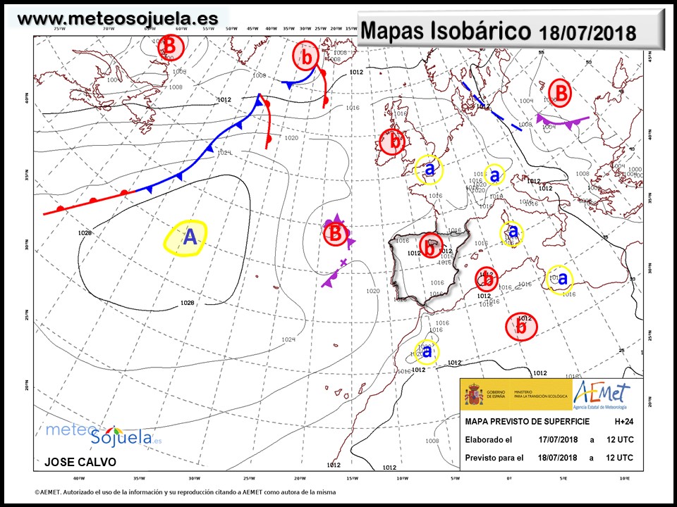 Mapa meteorologico isobárico de hoy en La Rioja. Meteosojuela