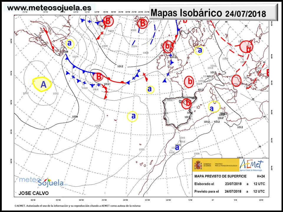Mapa meteorologico isobárico de hoy en La Rioja. Meteosojuela
