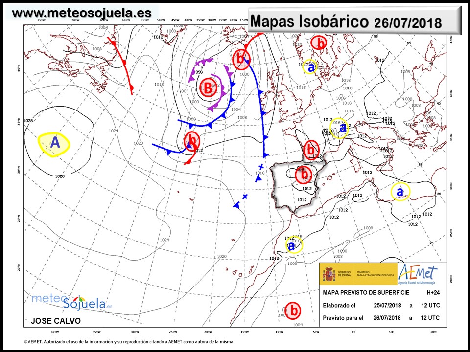 Mapa meteorologico isobárico de hoy en La Rioja. Meteosojuela