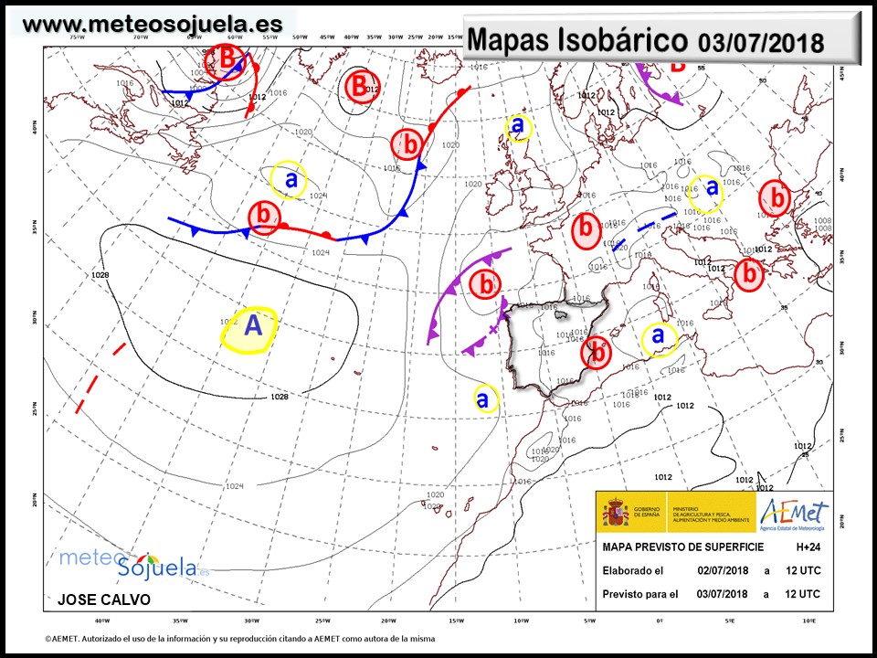 Mapa meteorologico isobárico de hoy en La Rioja. Meteosojuela