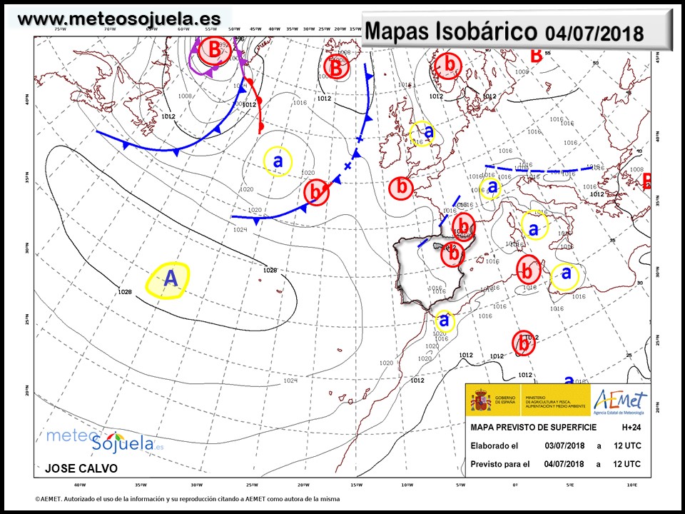 Mapa meteorologico isobárico de hoy en La Rioja. Meteosojuela