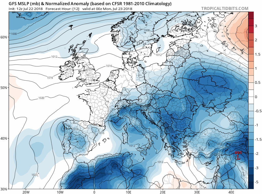 Animación anomalías presión y Geopotencial. Meteosojuela