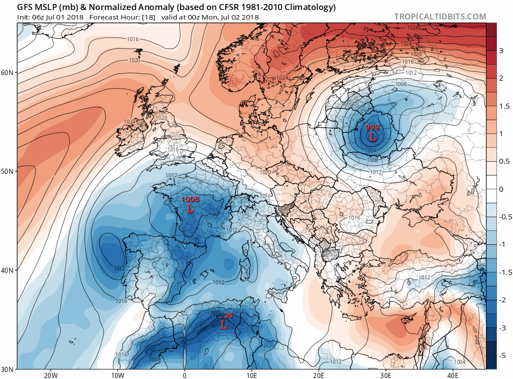 Animación anomalías presión y Geopotencial. Meteosojuela