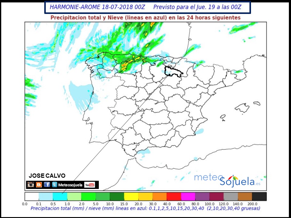 Modelo de precipitacion de HARMONIE-AROME.Meteosojuela