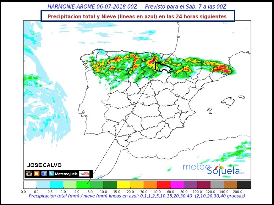 Modelo de precipitacion de HARMONIE-AROME.Meteosojuela