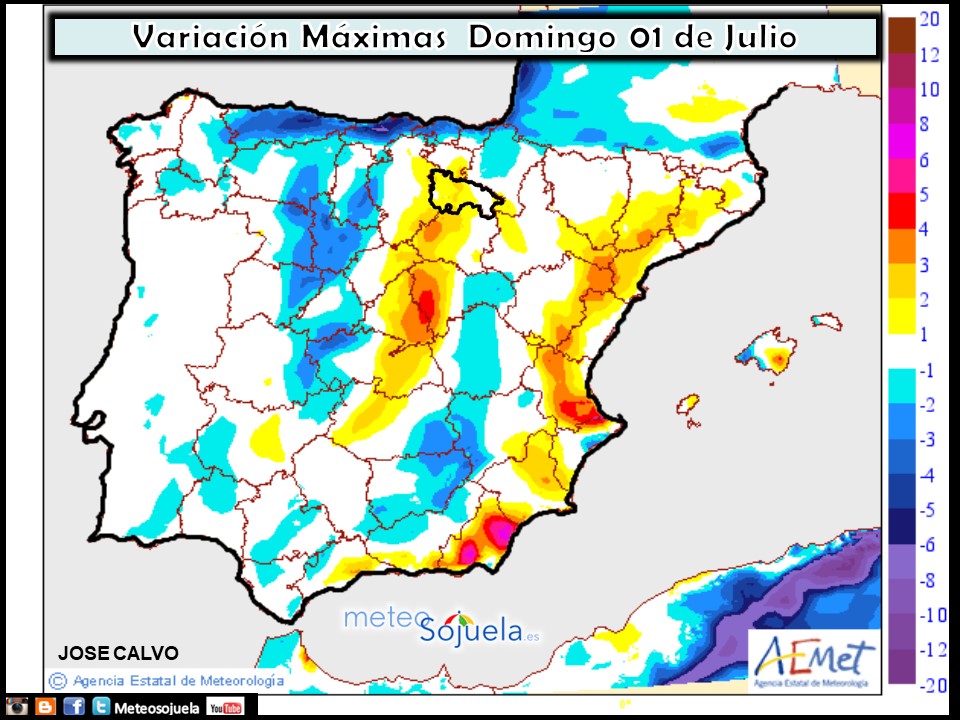 Temperaturas máximas. AEMET.Meteosojuela