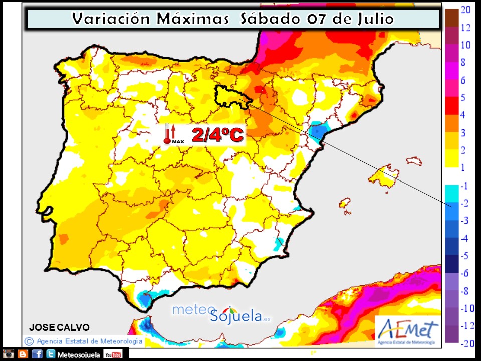 Temperaturas máximas. AEMET.Meteosojuela