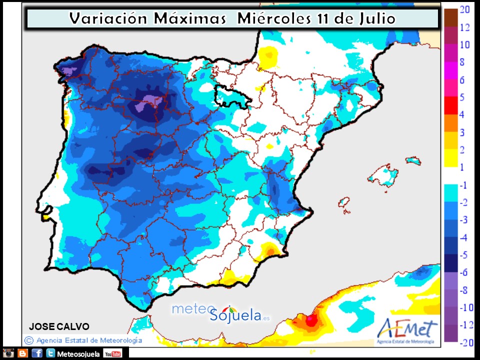 Temperaturas máximas. AEMET.Meteosojuela