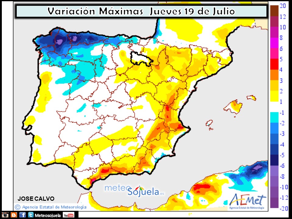 Temperaturas máximas. AEMET.Meteosojuela
