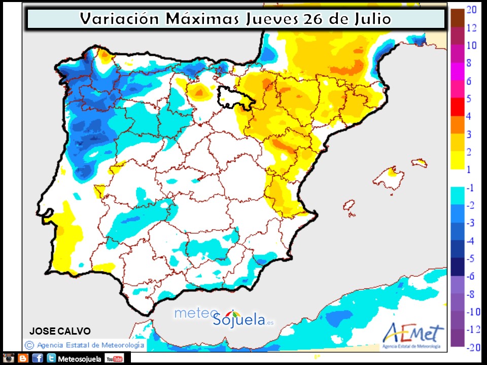 Temperaturas máximas. AEMET.Meteosojuela