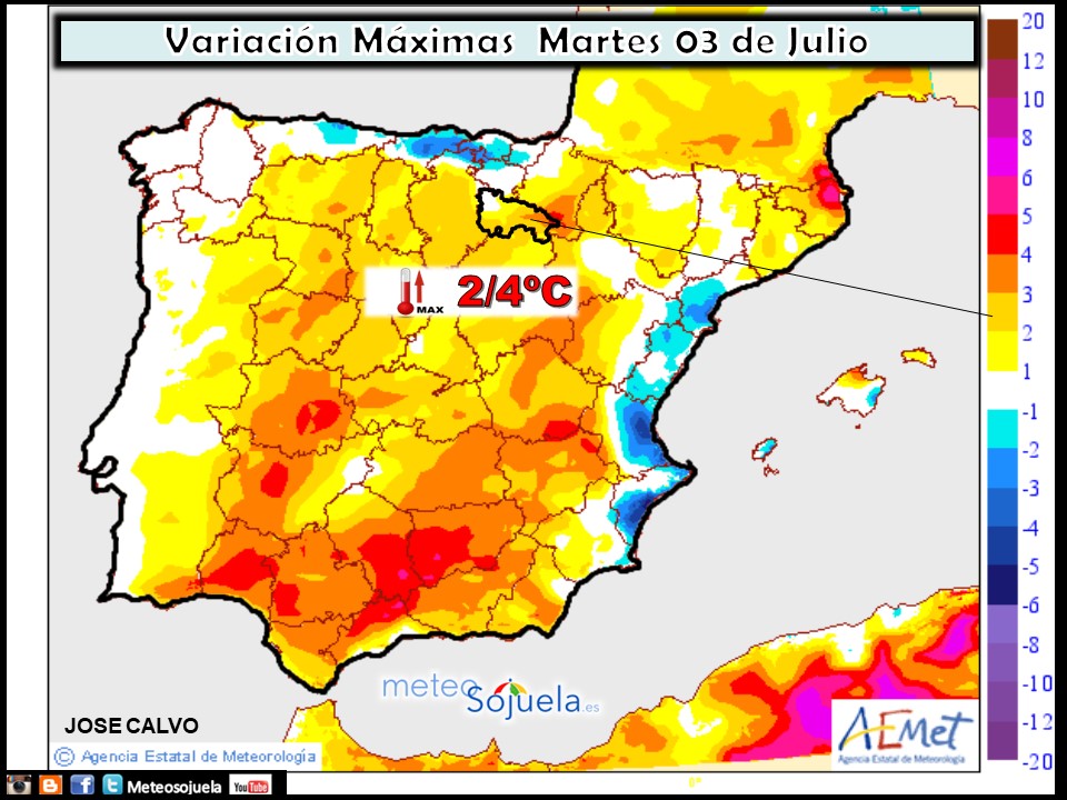 Temperaturas máximas. AEMET.Meteosojuela