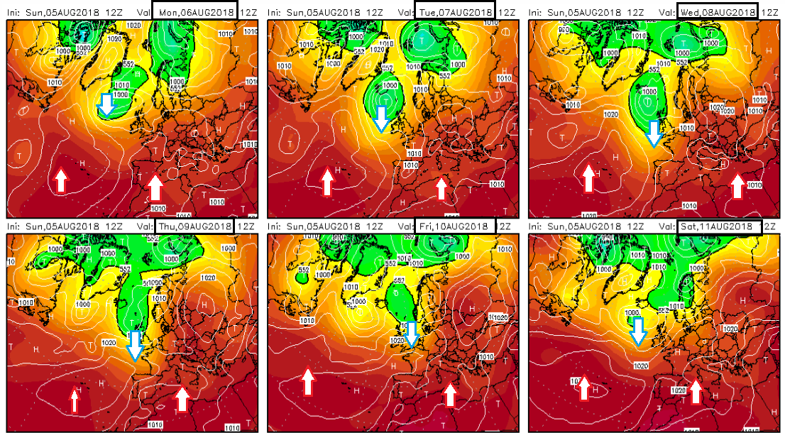 Anomalías de Geopotencial a 500hPa. Meteosojuela