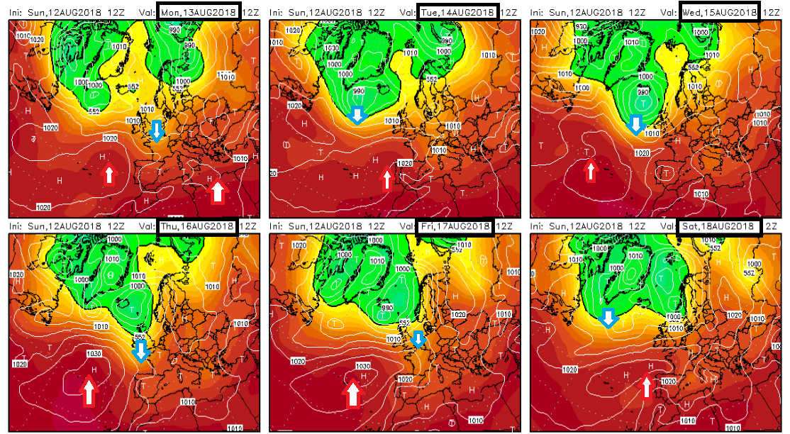 Anomalías de Geopotencial a 500hPa. Meteosojuela