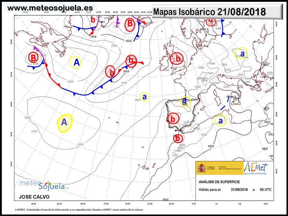 Mapa meteorologico isobárico de hoy en La Rioja. Meteosojuela