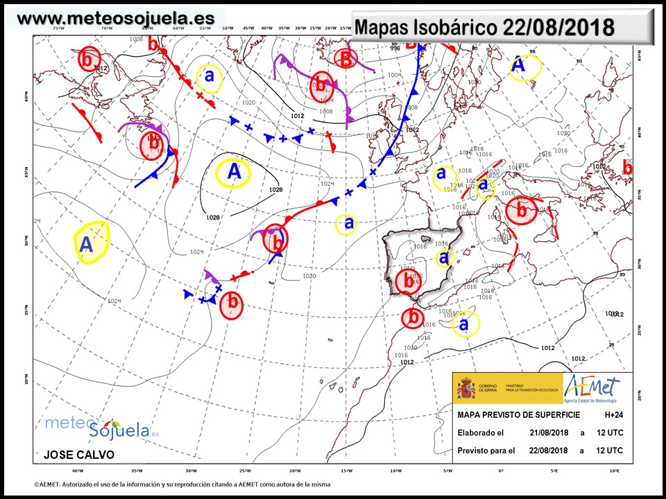 Mapa meteorologico isobárico de hoy en La Rioja. Meteosojuela