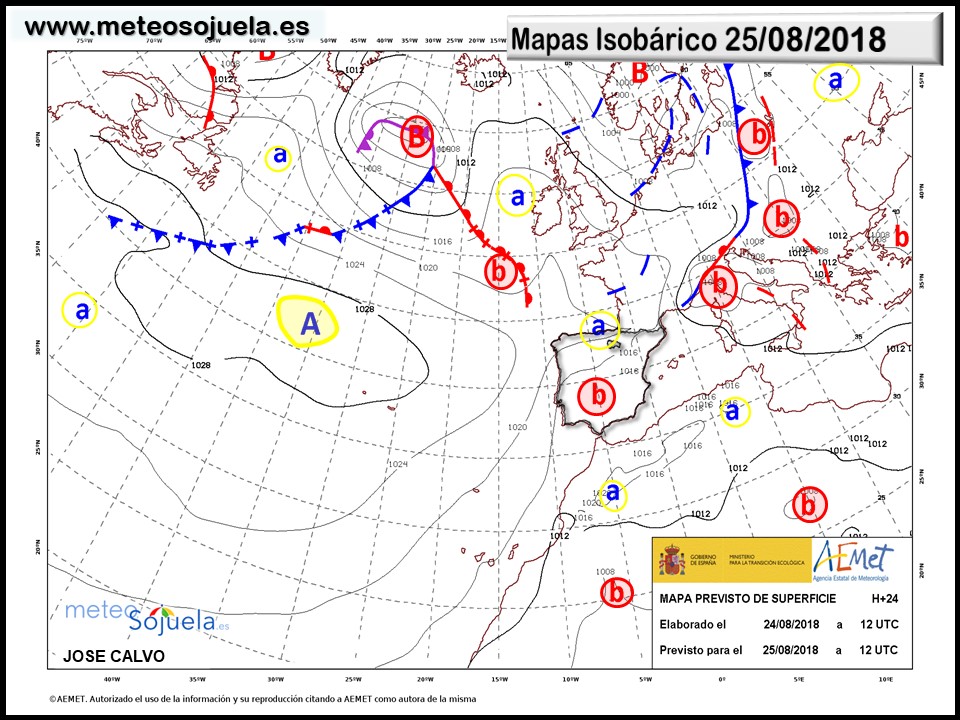 Mapa meteorologico isobárico de hoy en La Rioja. Meteosojuela