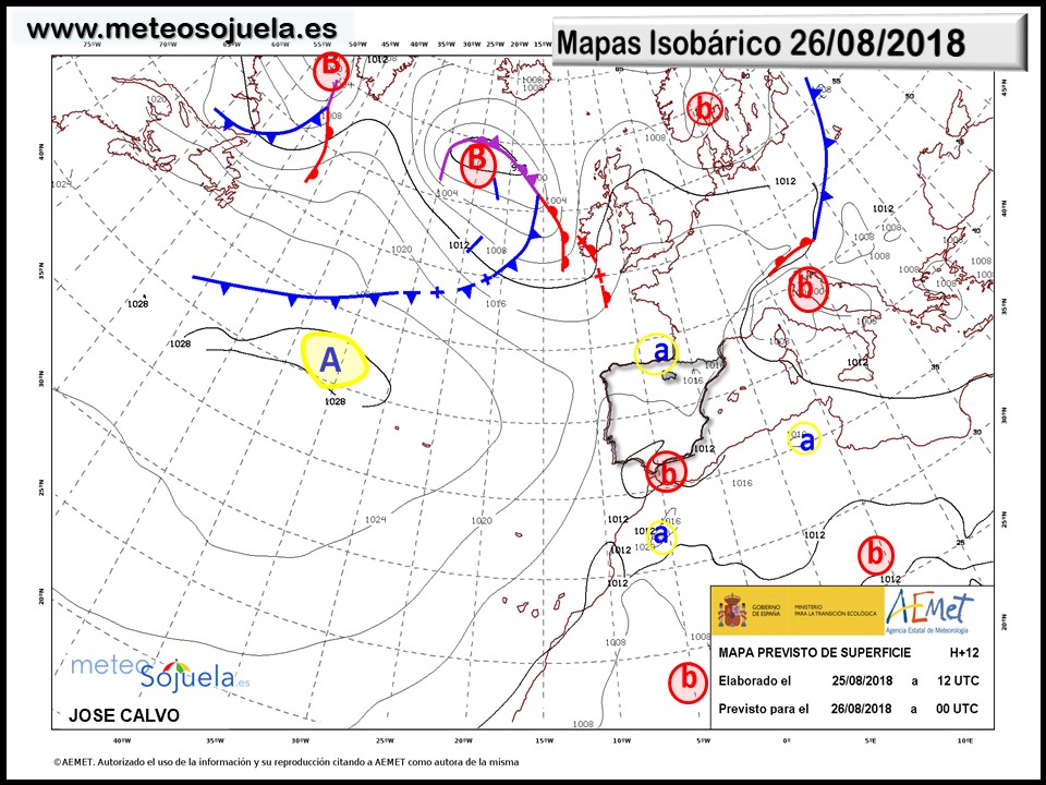 Mapa meteorologico isobárico de hoy en La Rioja. Meteosojuela