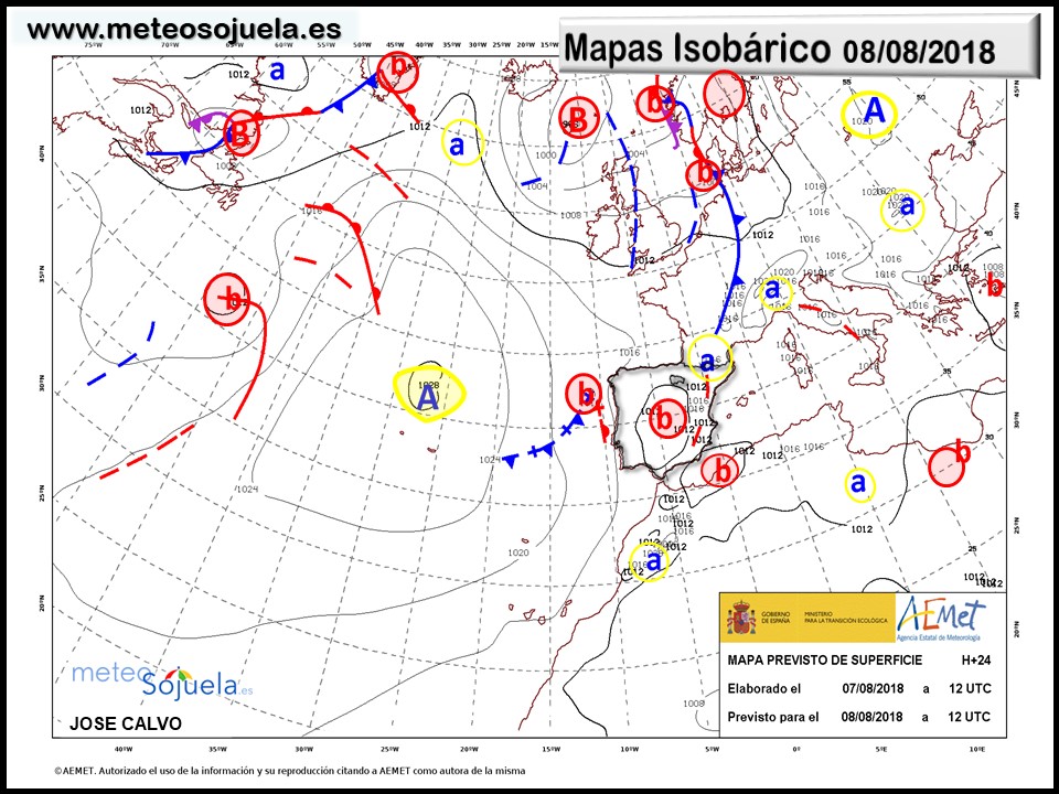 Mapa meteorologico isobárico de hoy en La Rioja. Meteosojuela