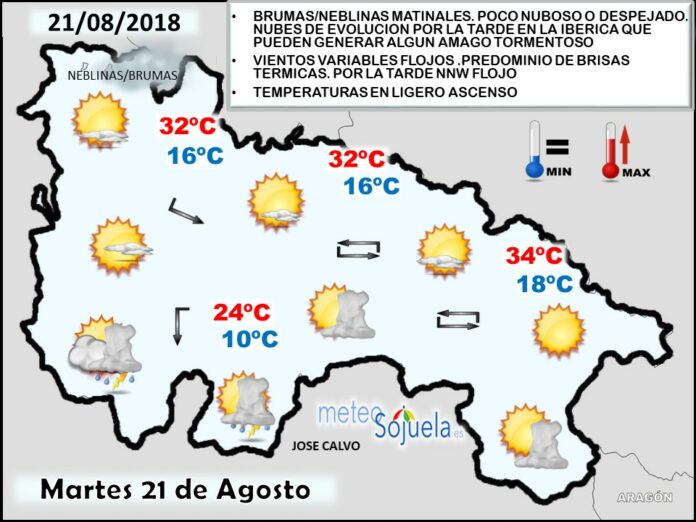 Mapa meteorologico significativo de hoy en La Rioja. Meteosojuela Mapa meteorologico significativo de hoy en La Rioja. Meteosojuela