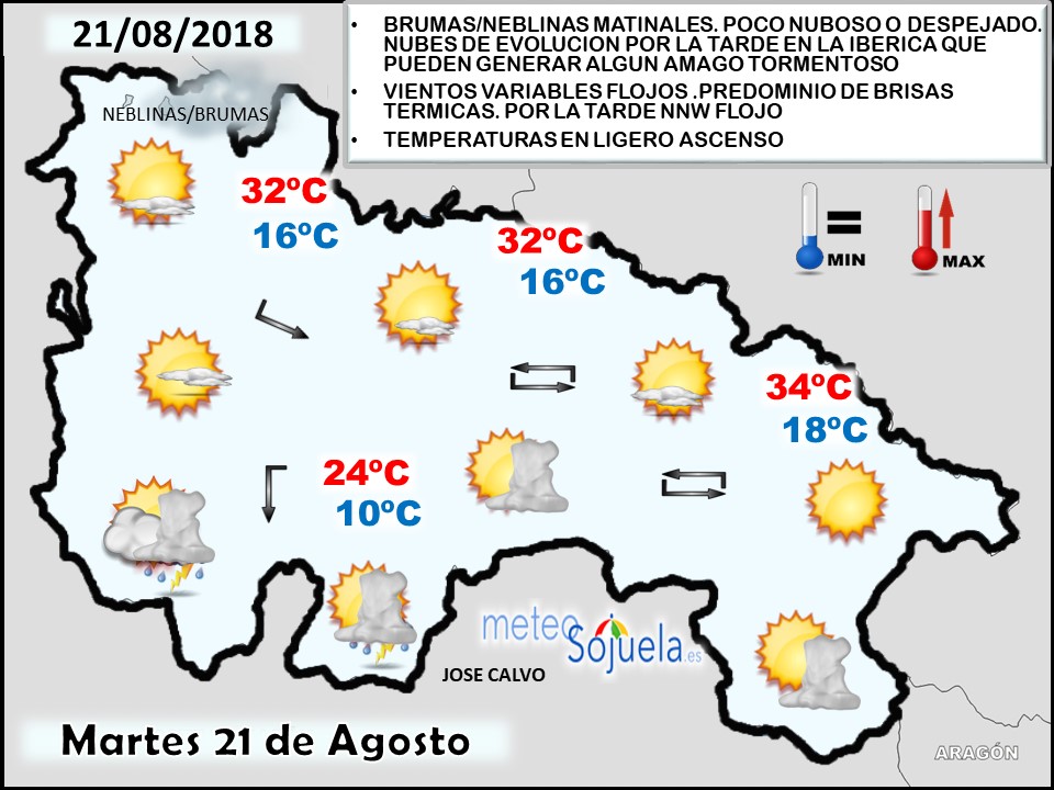 Mapa meteorologico significativo de hoy en La Rioja. Meteosojuela