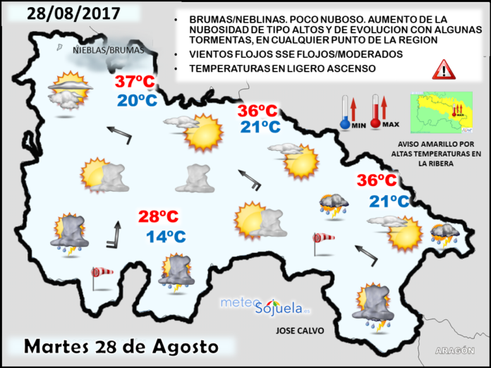 Mapa meteorologico significativo de hoy en La Rioja. Meteosojuela