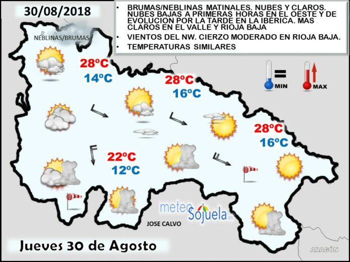 Mapa meteorologico significativo de hoy en La Rioja. Meteosojuela Mapa meteorologico significativo de hoy en La Rioja. Meteosojuela