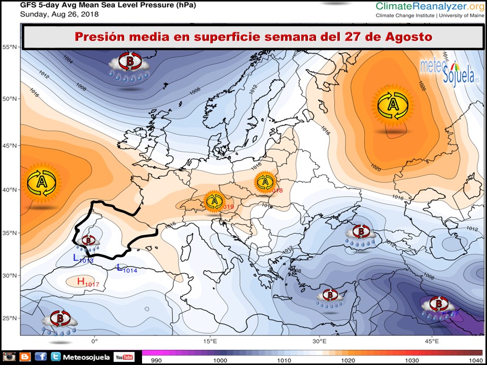 Mapa de presión media en superficie. Meteosojuela