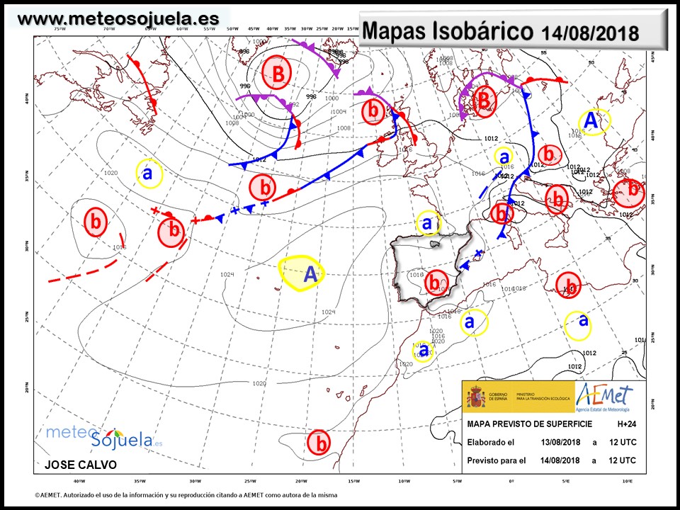 Mapa meteorologico isobárico de hoy en La Rioja. Meteosojuela