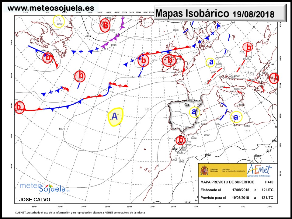 Mapa meteorologico isobárico de hoy en La Rioja. Meteosojuela