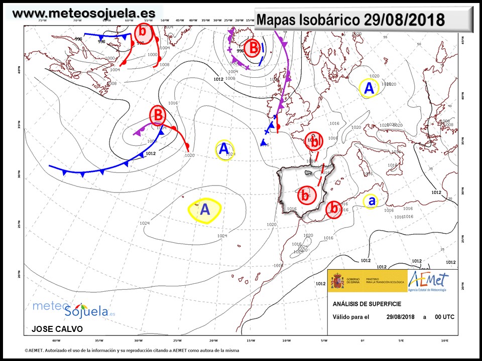 Mapa meteorologico isobárico de hoy en La Rioja. Meteosojuela