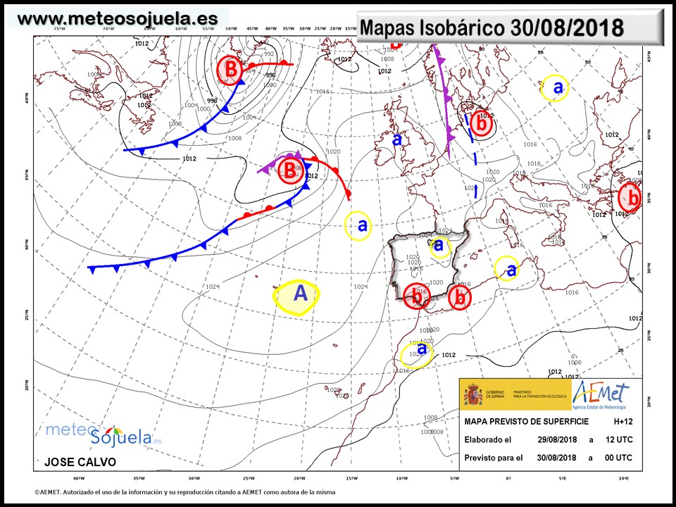 Mapa meteorologico isobárico de hoy en La Rioja. Meteosojuela