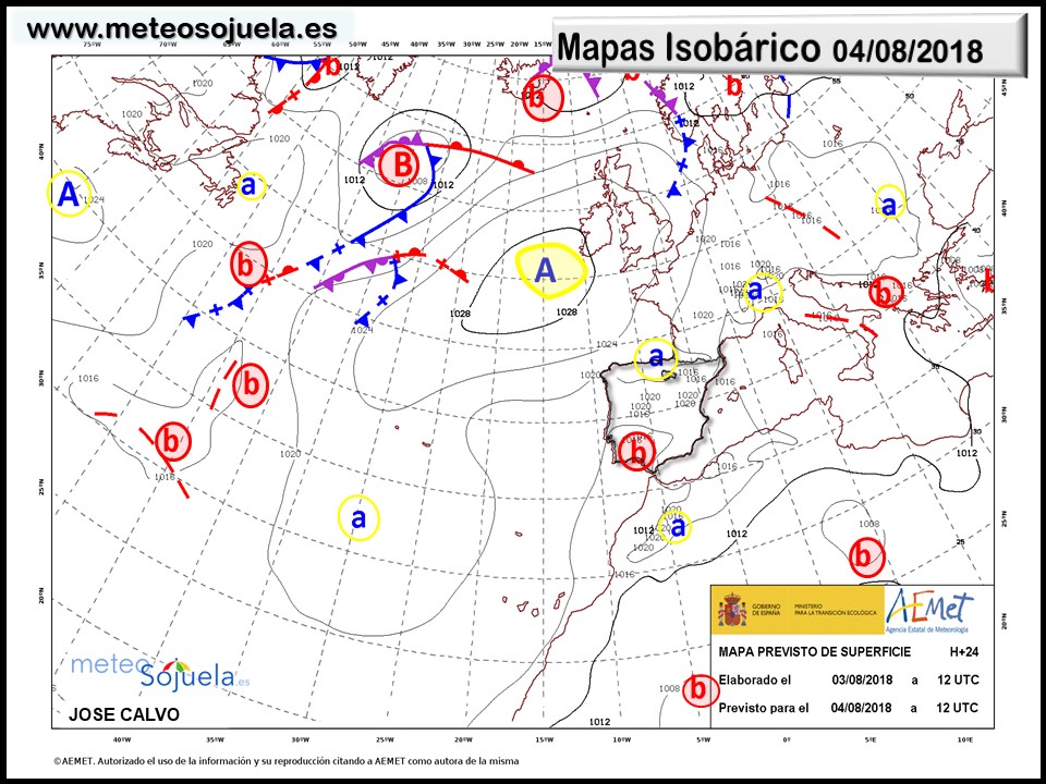 Mapa meteorologico isobárico de hoy en La Rioja. Meteosojuela
