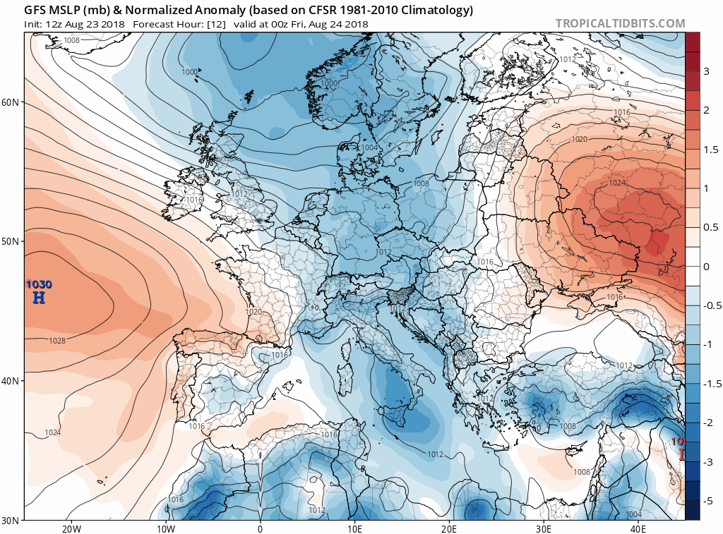 Animación anomalías presión y Geopotencial. Meteosojuela