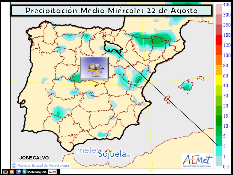 Modelo de precipitacion de AEMET.Meteosojuela