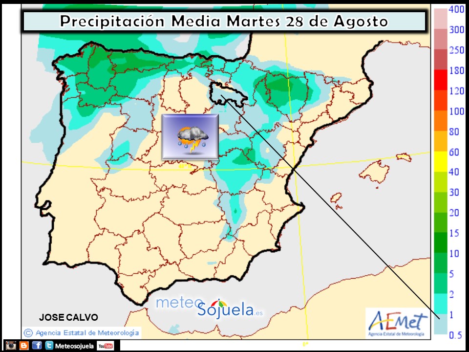 Modelo de precipitacion de AEMET.Meteosojuela