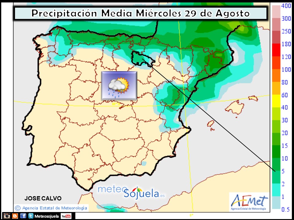 Modelo de precipitacion de AEMET.Meteosojuela