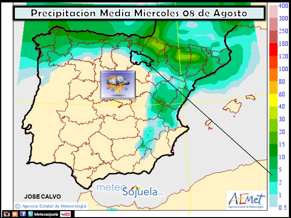 Modelo de precipitacion de AEMET.Meteosojuela