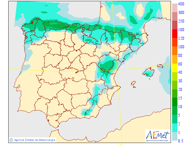 Modelo de precipitacion de AEMET.Meteosojuela