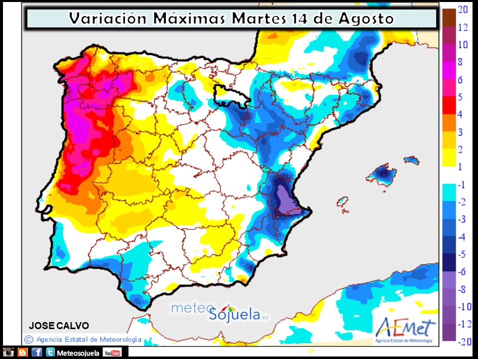 Temperaturas máximas. AEMET.Meteosojuela