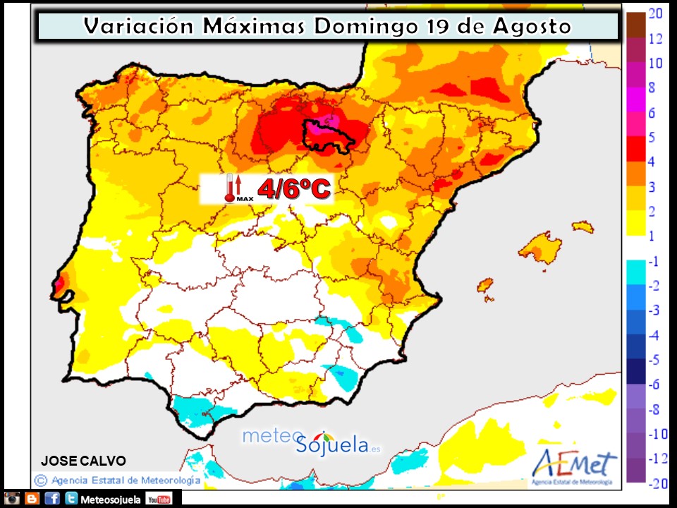 Temperaturas máximas. AEMET.Meteosojuela
