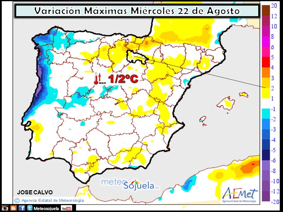 Temperaturas máximas. AEMET.Meteosojuela