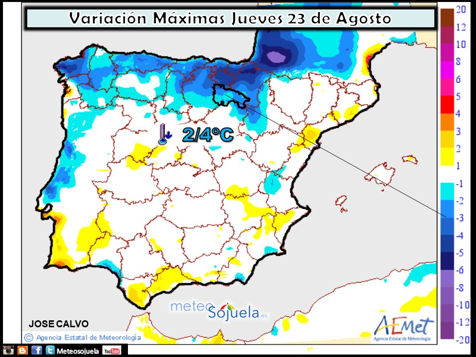 Temperaturas máximas. AEMET.Meteosojuela
