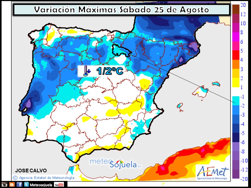 Temperaturas máximas. AEMET.Meteosojuela