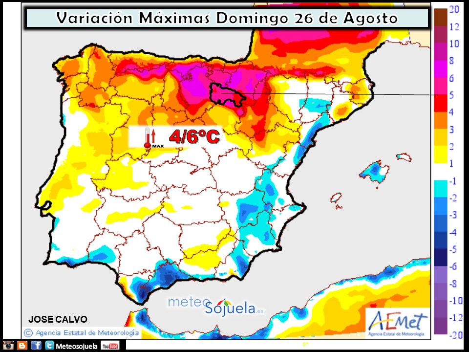 Temperaturas máximas. AEMET.Meteosojuela